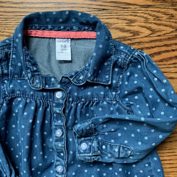 Carter's Other - Carter's Baby Girl White Polka-Dot Denim Dress 18M